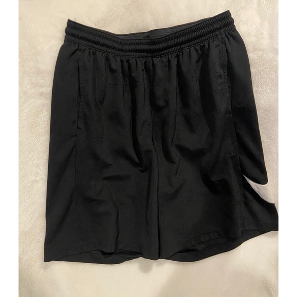 Nike Men's Black Athletic Shorts with White Swoosh - Picture 2 of 4